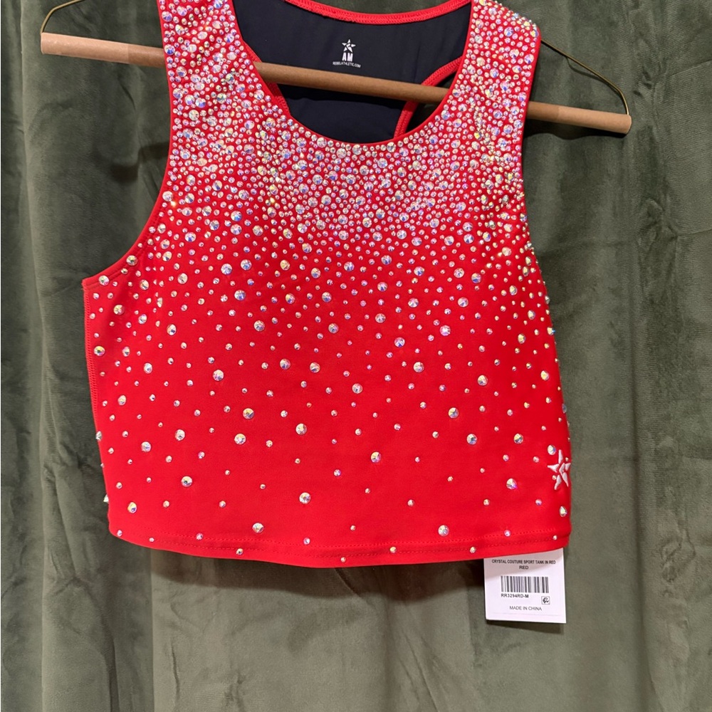 Rebel Red Rhinestone Embellished Crop Top